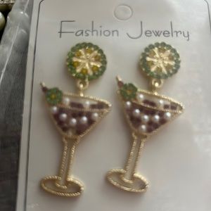 Cute martini earrings for pierced ears